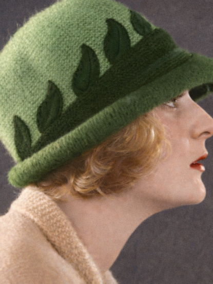 1920s leaf embroidered crochet cloche hat