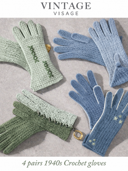 4 pairs 1940s gloves crochet pattern
