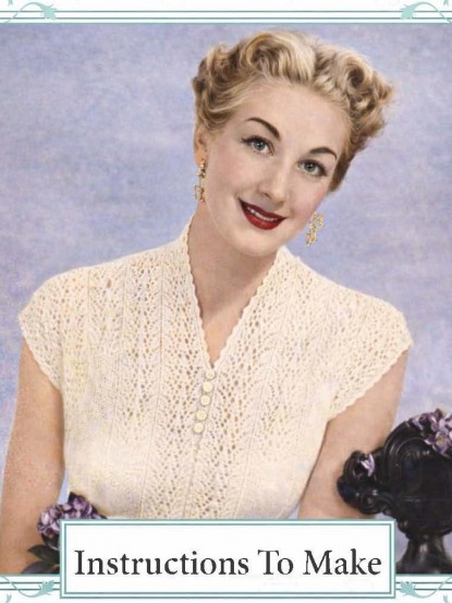 1950s lace stitch top knitting pattern