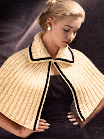 1950s short chunky cape knitting patttern