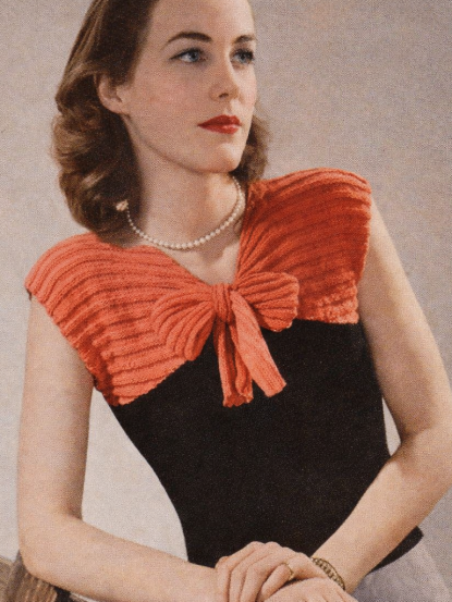 1940s wartime bow front jumper knitting pattern