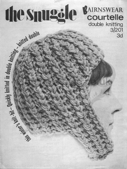 Vintage 1960s Knitting Pattern- 1960s snuggle hat helmet