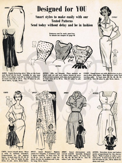Vintage 1950s dress sewing patterns jpg download