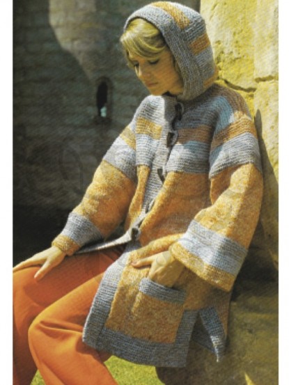 Warm winter chunky duffel coat knitting pattern