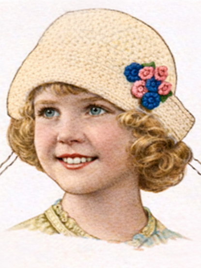 1920s girls flower cloche hat crochet pattern- age 4-14