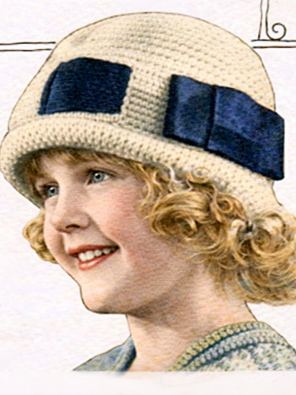 1920s girls ribbon cloche crochet hat ages 4-14