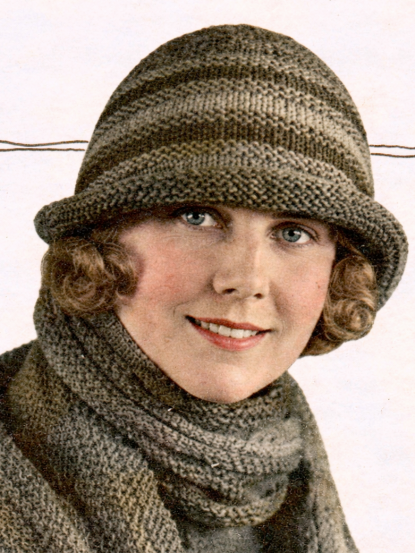 1920s knitted striped flapper hat