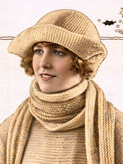 1920s easy knit hat and scarf pattern