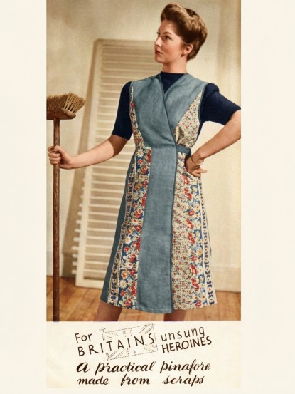   Vintage 1940s Wartime Utility Apron made from Scraps Sewing Pattern