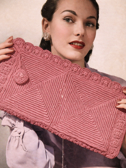 1940s squares clutch bag crochet pattern