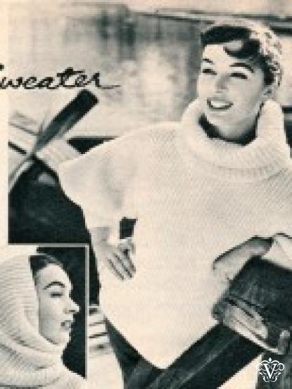 1950s cowl hooded jumper knitting pattern