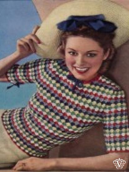 1940s patchwork knitted jumper