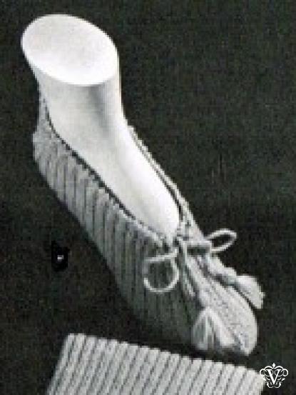 1950s ribbed easy slippers knitting pattern