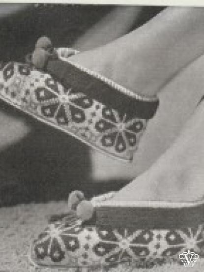 1940s warm knited fairisle patttern slippers