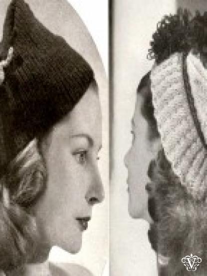 2 1940s wartime knitted hats