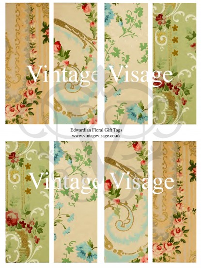 Downloadable printable Vintage Flower Design Gift Tags