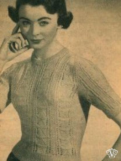 Vintage 1954 Knitting patterns- 5 Designs,pullover, twi...