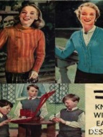 Vintage 1950s Knitting patterns- 5 designs inc dress, jacket, pullover, cardigan etc