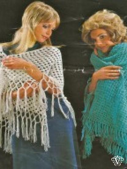 Vintage easy make shawl patterns-1 to knit, 1 to crochet