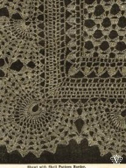 Vintage Victorian crochet pattern for pretty lace shawl with shell border