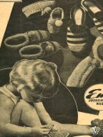 4 pairs easy make vintage slipper-3  knitting and 1 cro...