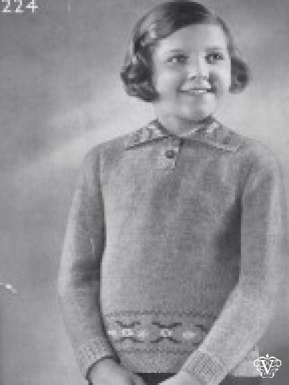 2 1920s/30s girls fair isle jumpers knitting pattern