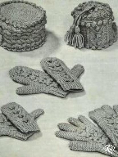 Vintage aran cabled hats, gloves and mittens knitting p...
