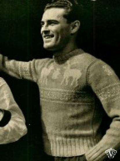 Mens reindeer christmas winter jumper knitting pattern-...